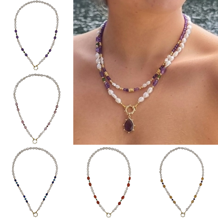 Sona Freshwater Pearl and Gemstone Necklace