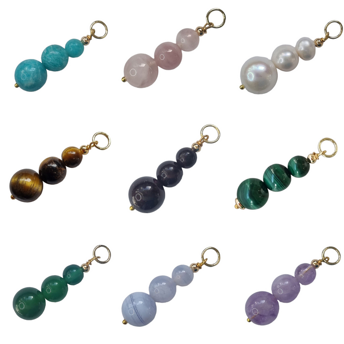 Blayr Three Stone Gemstone Pendant and Charms