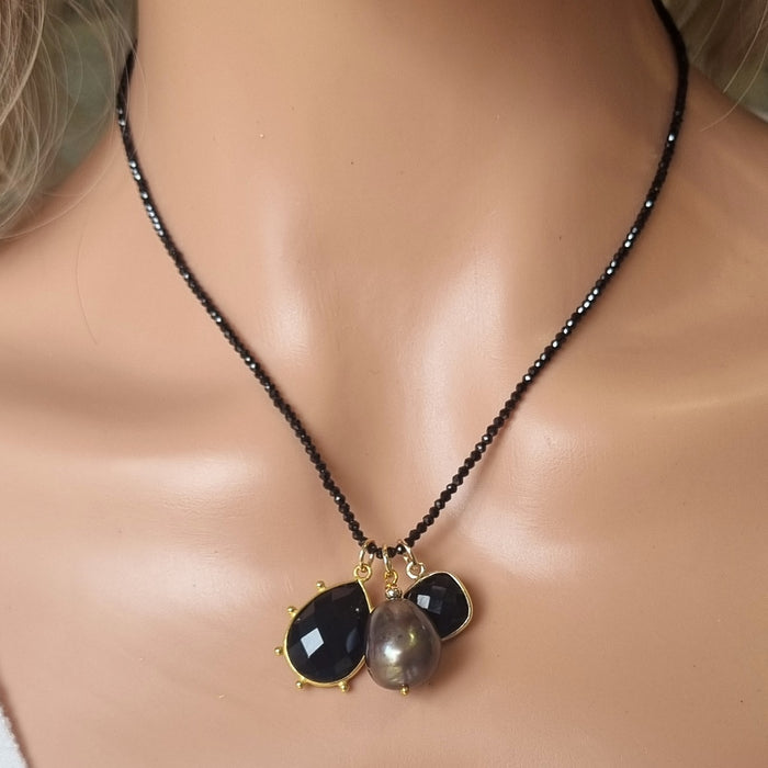 Tiny Beaded Sterling Silver Necklace in Turquoise