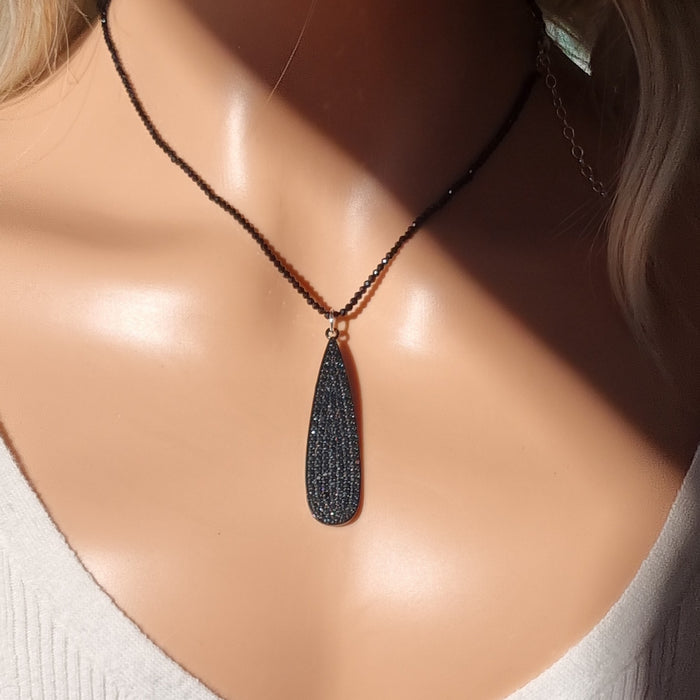 Sage Black Crystal Pendant and Charms