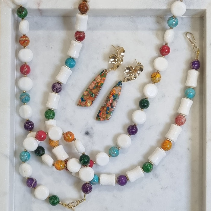 Mardi Gras Multi-Colour Jasper Stud Earrings
