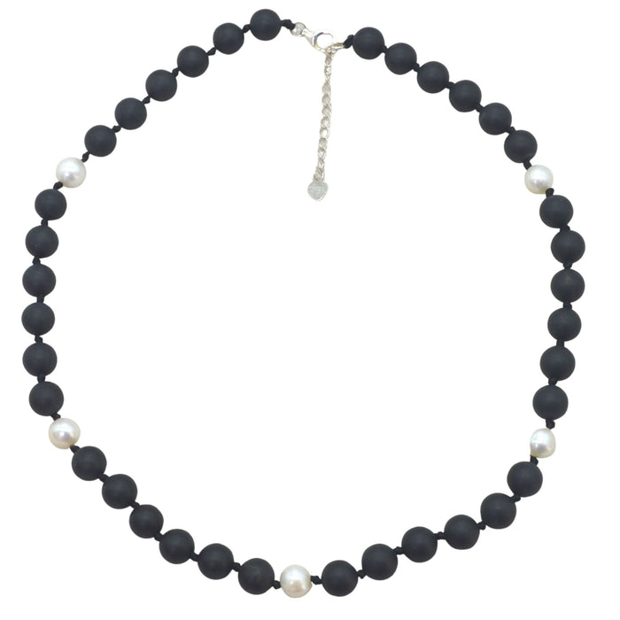 Sofia Matt Onyx and Freshwater Pearl Sterling Silver necklace