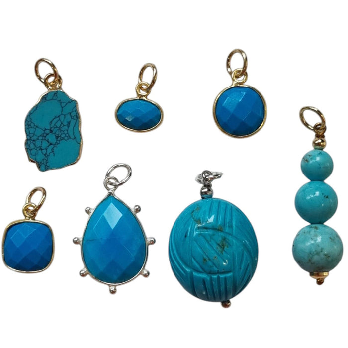 Sage Turquoise Gemstone Pendant and Charms