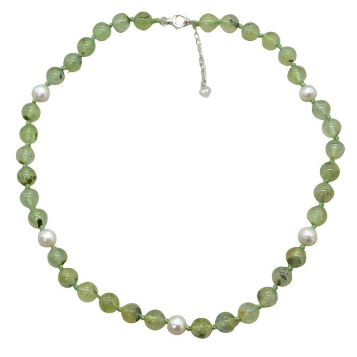Sofia Prehnite and Freshwater Pearl Sterling Silver necklace