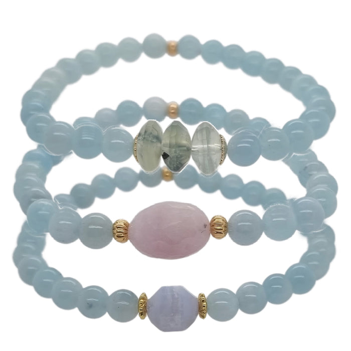 Deva Aquamarine Bracelets Kunzite, Prehnite or Blue Lace Agate