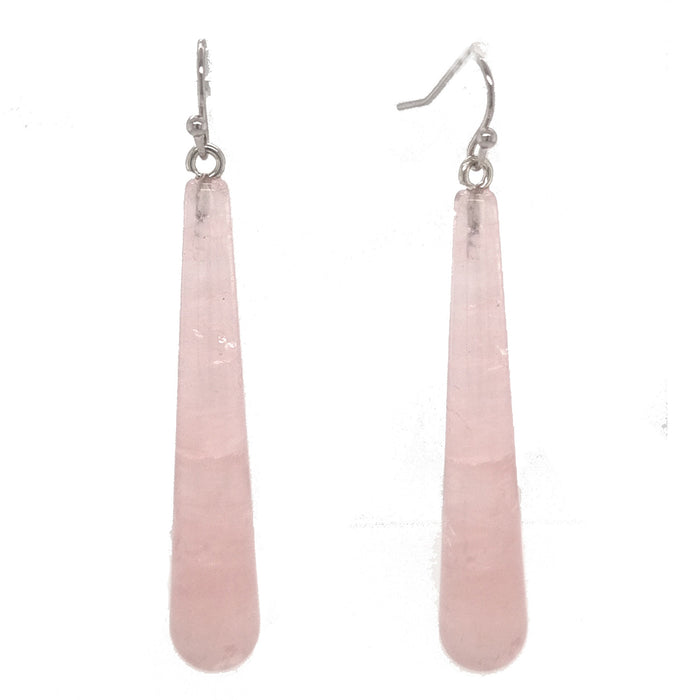 Martinique Gemstone long drop Earrings Rose Quartz