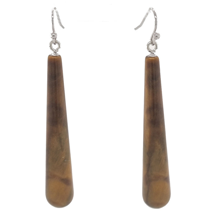 Martinique Gemstone long drop Earrings Tiger Eye