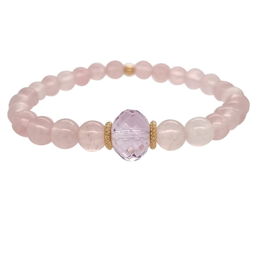 Deva Rose Quartz Bracelets Aquamarine, Pink Amethyst or Prehnite