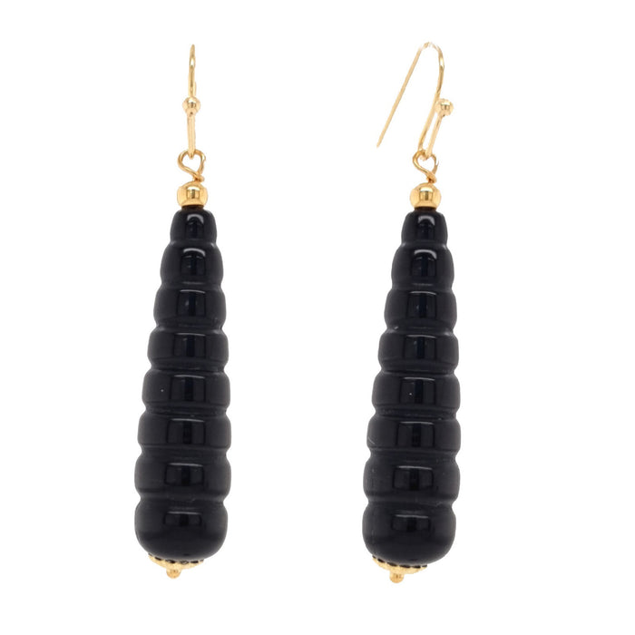 Charlee beehive Carved Onyx earring long