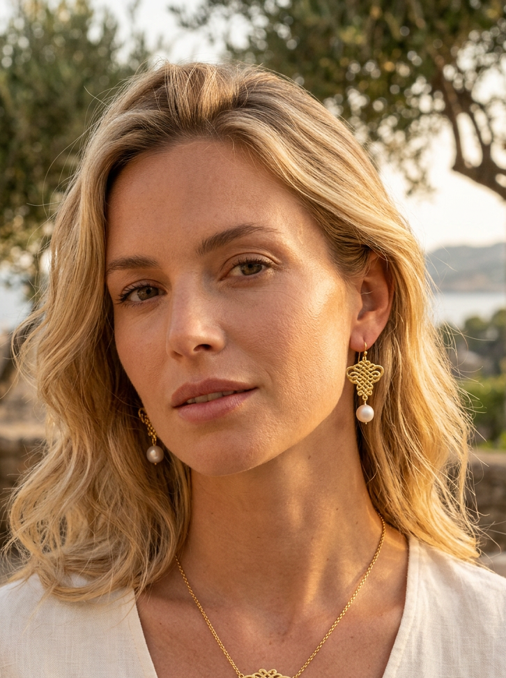 French Ribbon Freshwater Pearl Earrings