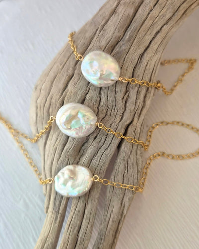 Liana Oval Freshwater Pearl Bracelet-Gold filled