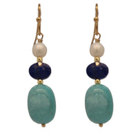 Vena Freshwater Pearl, Lapis Lazuli and Amazonite Earrings