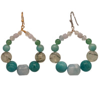 Verdi Amazonite, Prehnite, Aquamarine and Blue Lace Agate Earrings