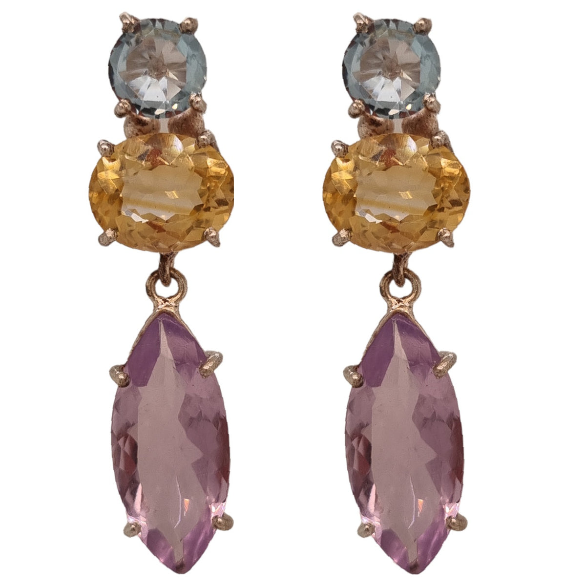 Amiri Citrine, Blue Topaz and Amethyst Earrings