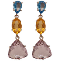 Amiri Citrine, Blue Topaz and Amethyst Earrings