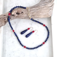 Laguna Lapis Lazuli & Carved Coral Necklace