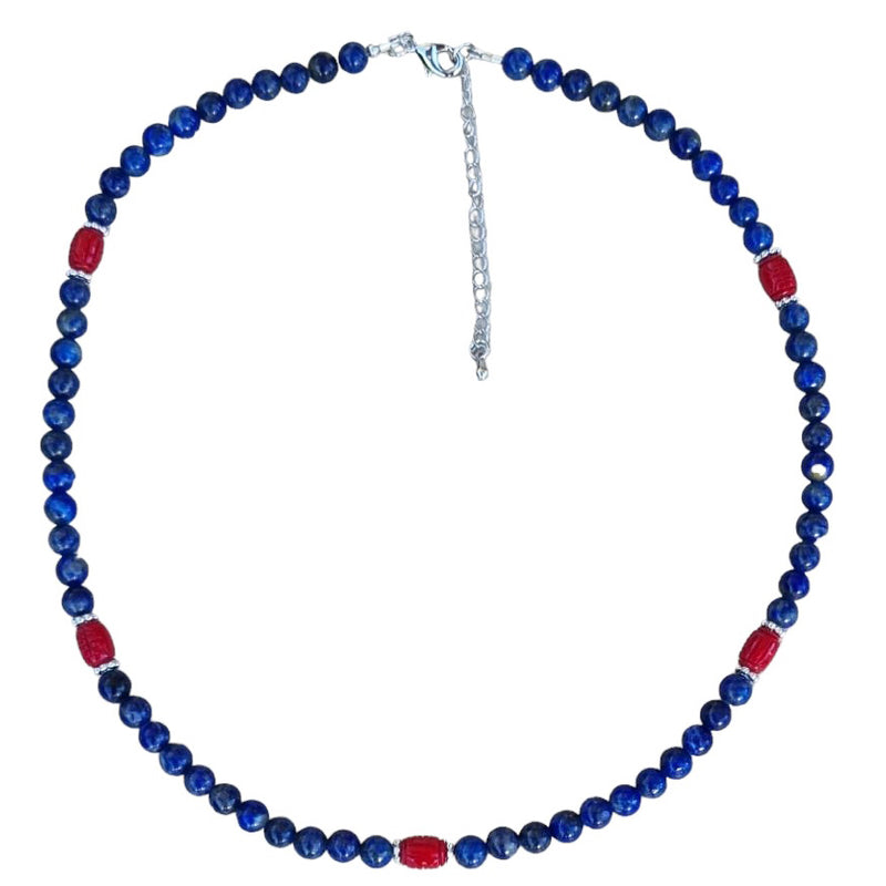 Laguna Lapis Lazuli & Carved Coral Necklace