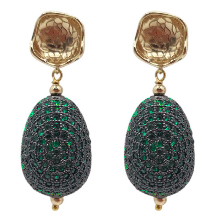 Meteor Shower Earrings Emerald  Eggs