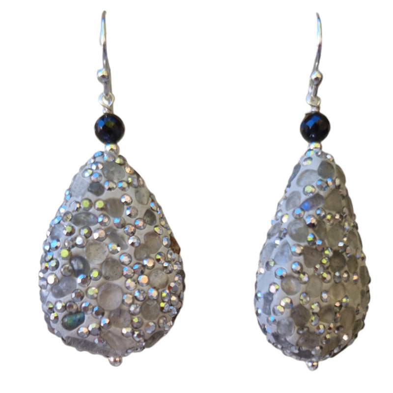 Labradorite and Spinel Sterling Silver Earrings