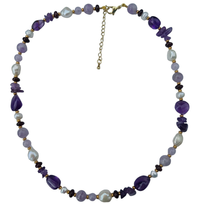 Serenity Amethyst, Garnet and Pearl Necklace