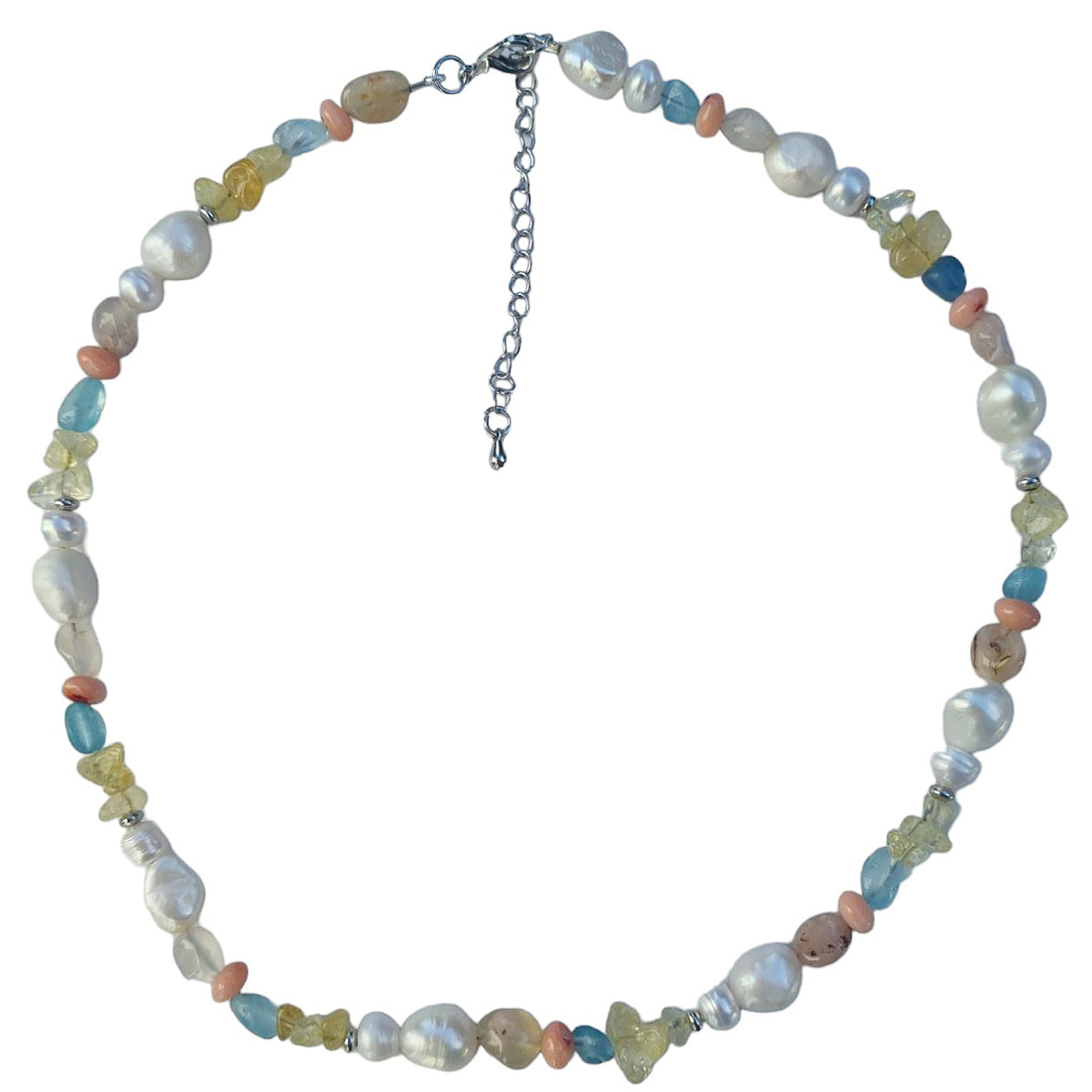 Serenity Citrine, Aquamarine, Coral and Pearl Necklace