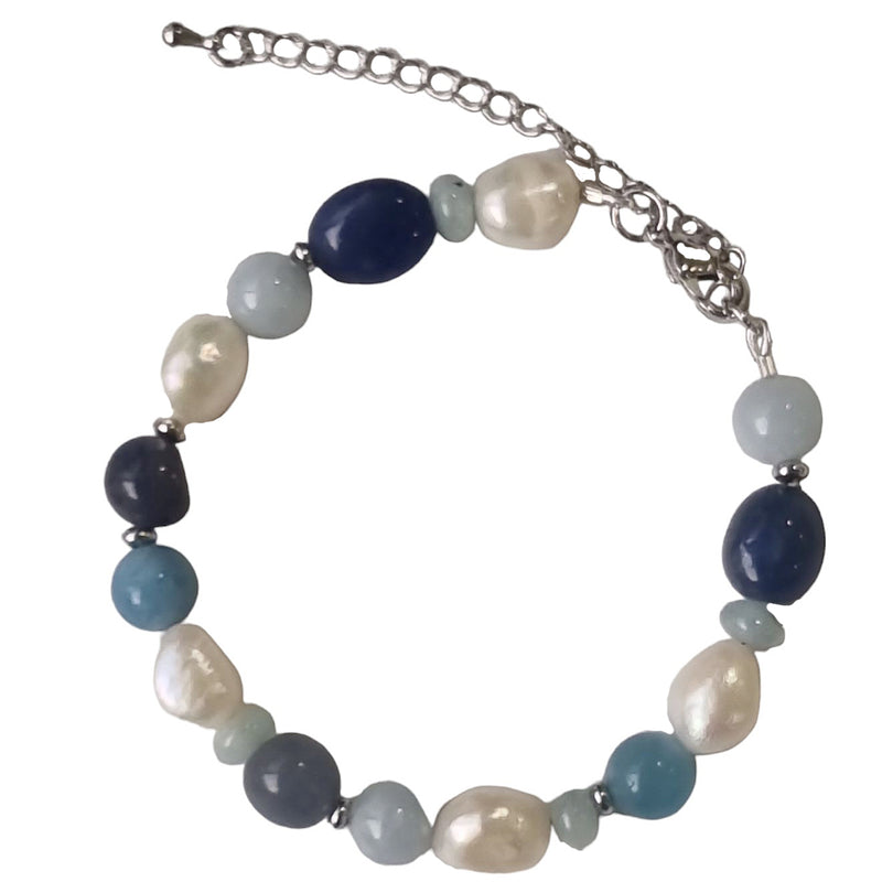 Serenity Aquamarine, Sodalite and Pearl Bracelet