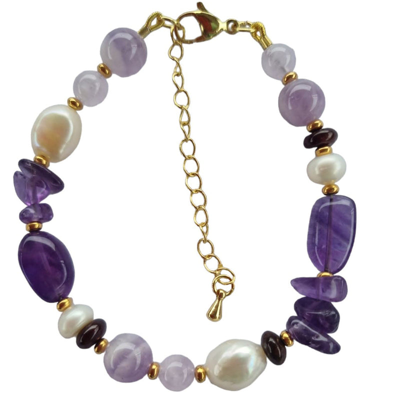 Serenity Amethyst, Garnet and Pearl Bracelet