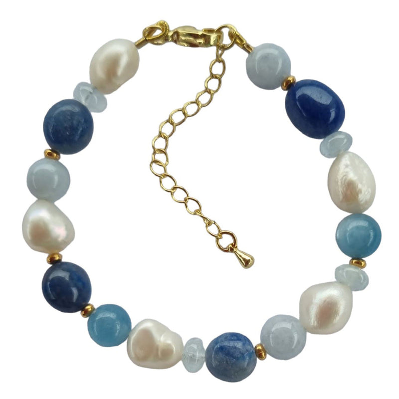 Serenity Aquamarine, Sodalite and Pearl Bracelet