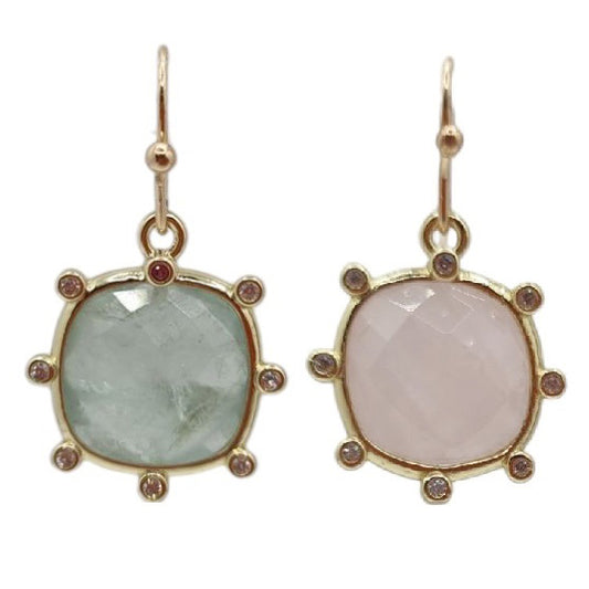 Serenity Rose Quartz or Green Flourite Earrings