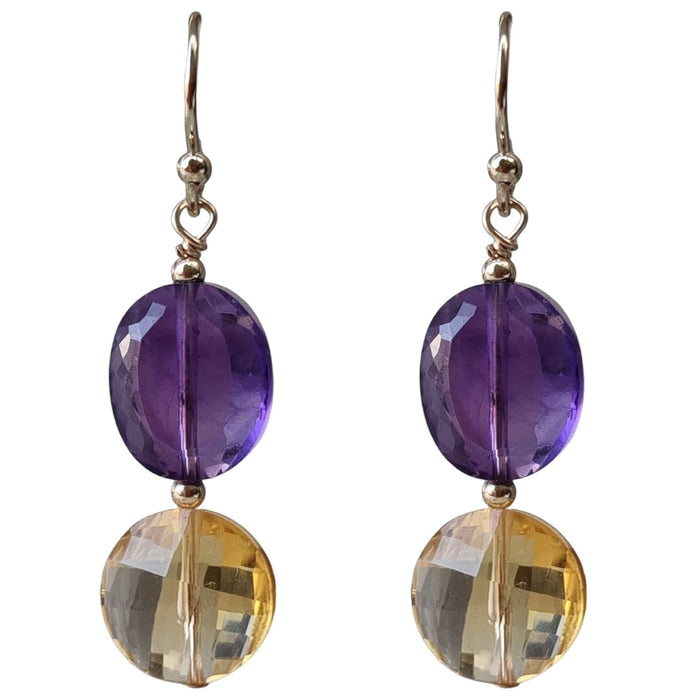 Bespoke Amethyst and Citrine Gold Filled Earrings