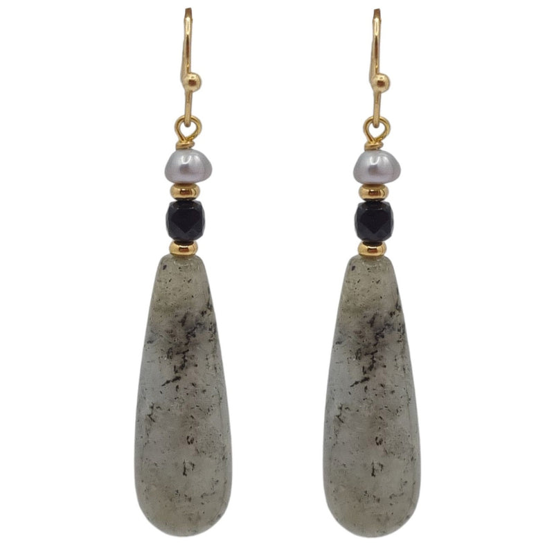 Serenity Labradorite, Spinel and Pearl Earrings