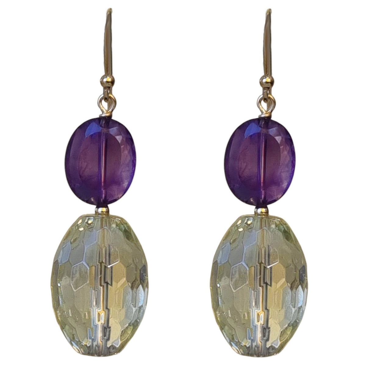 Bespoke Lemon Quartz and Amethyst Gold Filled Earrings