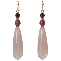 Serenity Rose Quartz, Garnet and Ruby Earrings