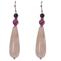 Serenity Rose Quartz, Garnet and Ruby Earrings