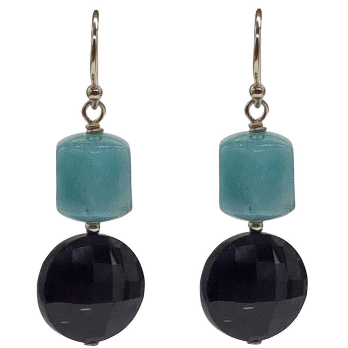 Bespoke Onyx and Amazonite Gold Filled Earrings