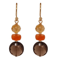 Bespoke Smokey Quartz, Carnelian and Citrine Gold Filled Earrings