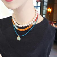 Estadio Pearl, Amazonite, Coral Turquoise Necklace