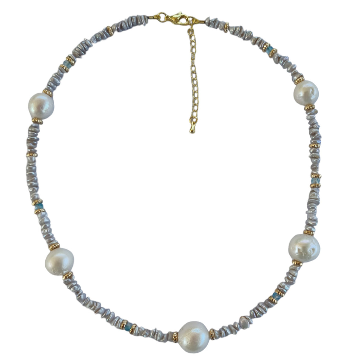 Pacifica Keshi Pearl and Blue Topaz Necklace