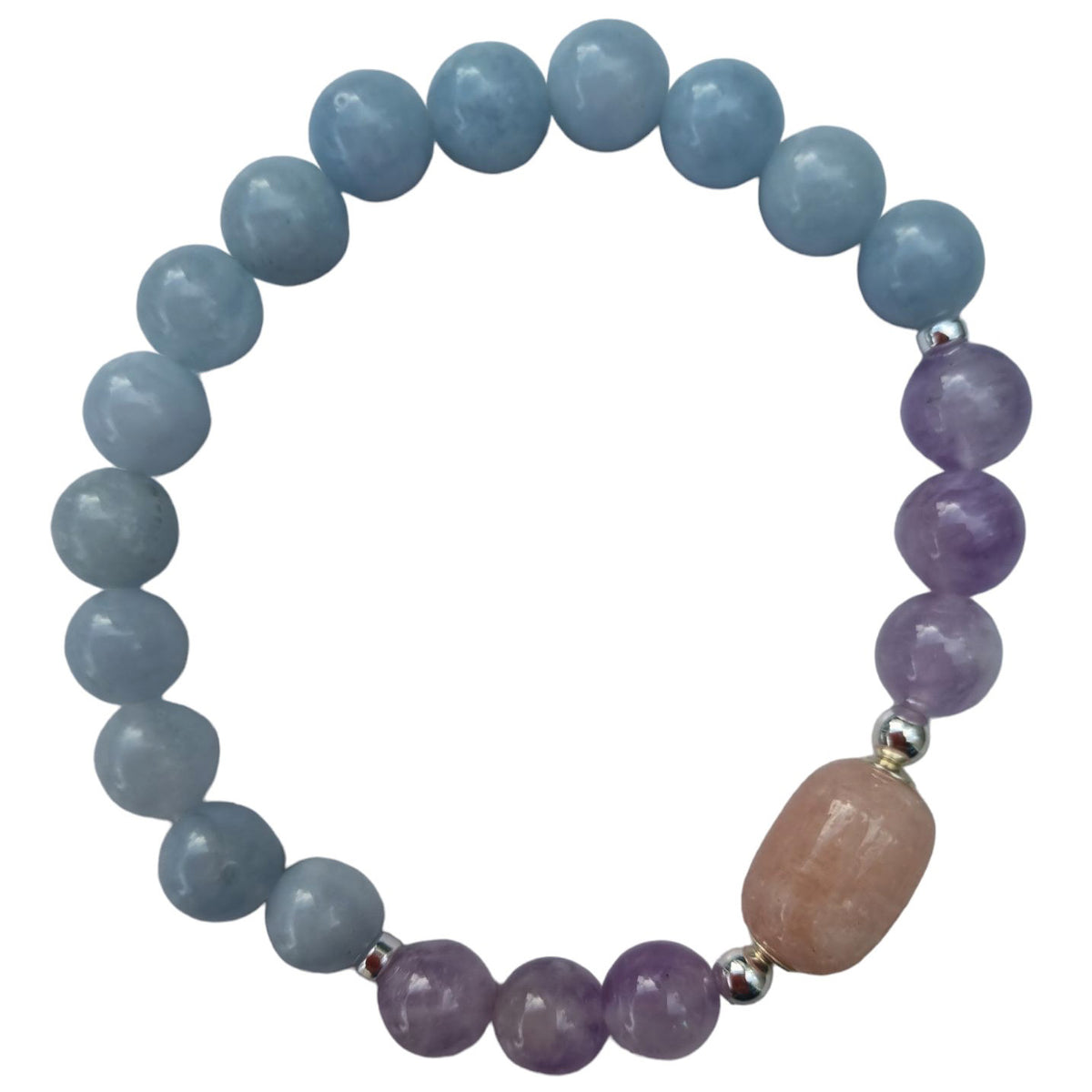 Sarah Aquamarine, Lavender Amethyst and Morganite Silver or Gold filled Bracelet