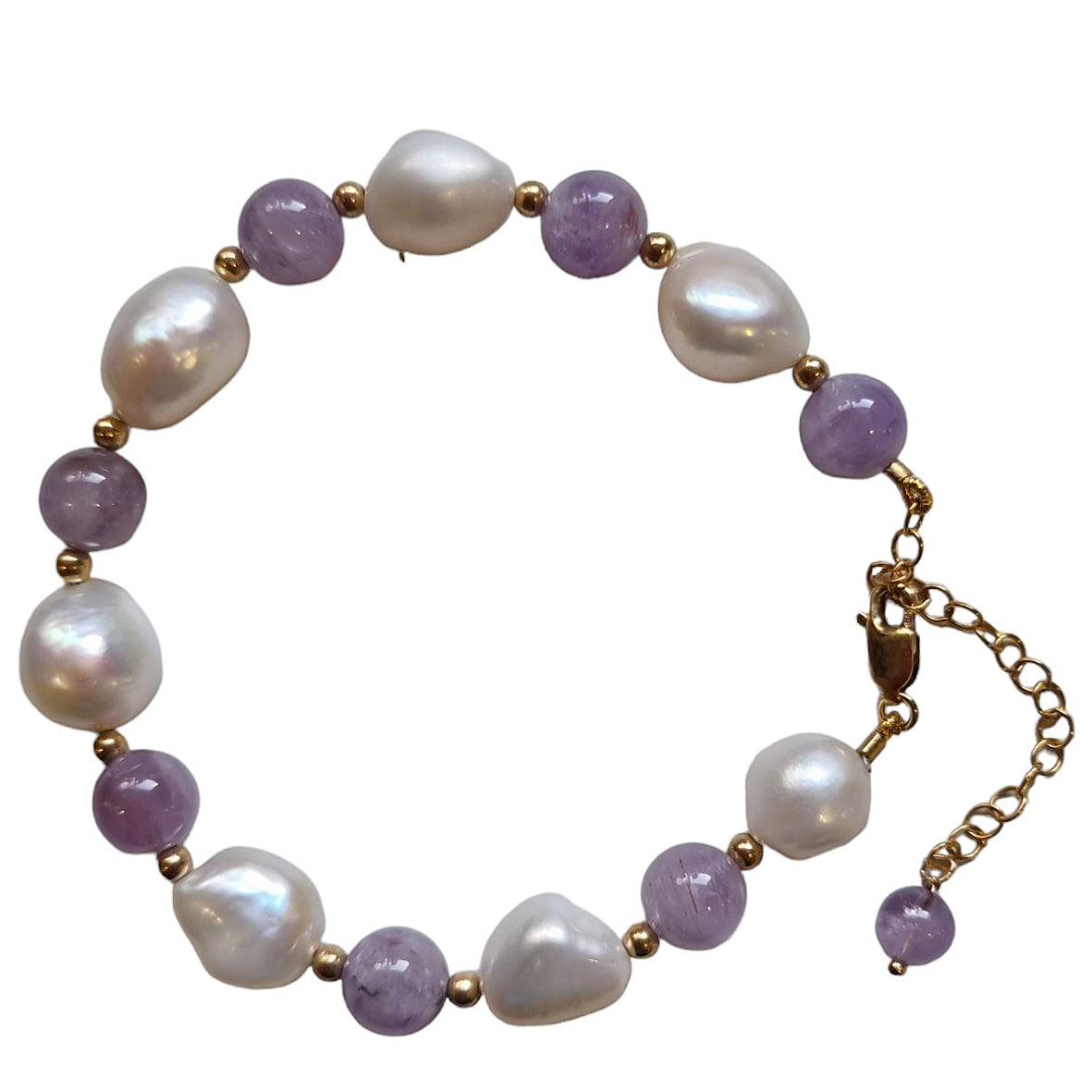 Tallulah Lavender Amethyst & Freshwater Pearl Bracelet Gold filled or Sterling Silver