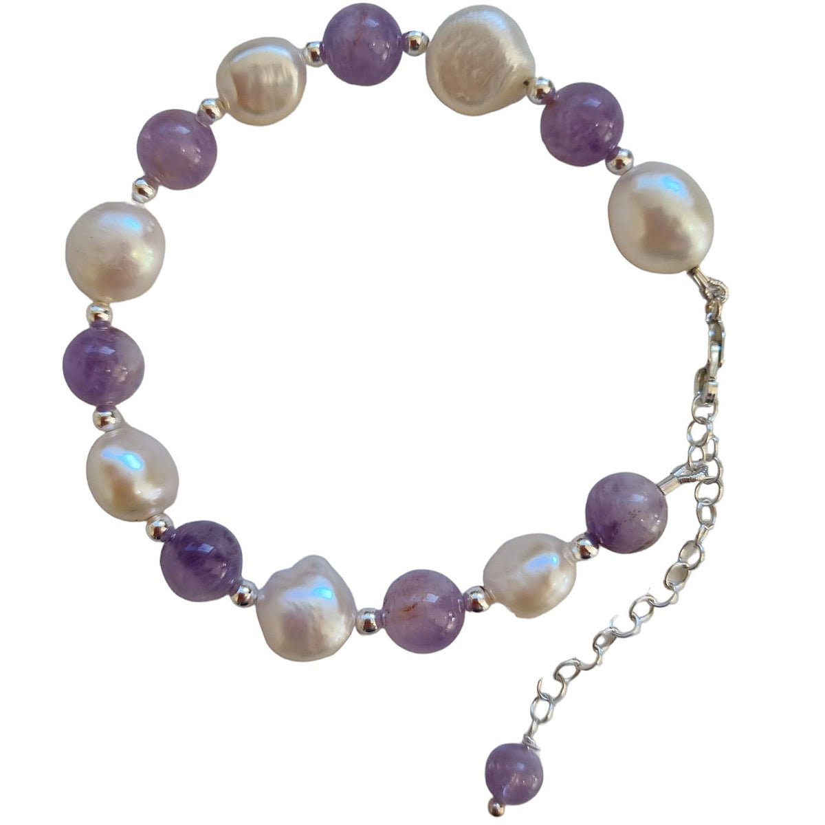 Tallulah Lavender Amethyst & Freshwater Pearl Bracelet Gold filled or Sterling Silver