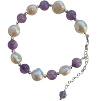 Tallulah Lavender Amethyst & Freshwater Pearl Bracelet Gold filled or Sterling Silver