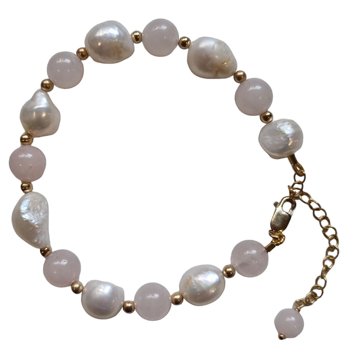 Tallulah Rose Quartz & Freshwater Pearl Bracelet Gold filled or Sterling Silver