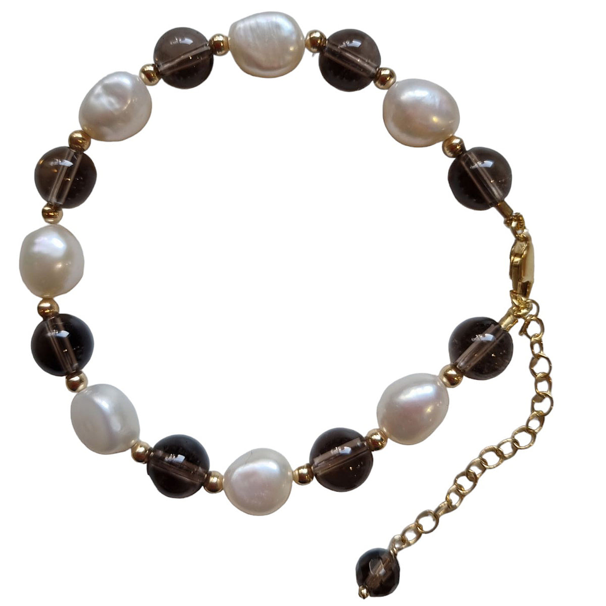 Tallulah Smokey Quartz & Freshwater Pearl Bracelet Gold filled or Sterling Silver