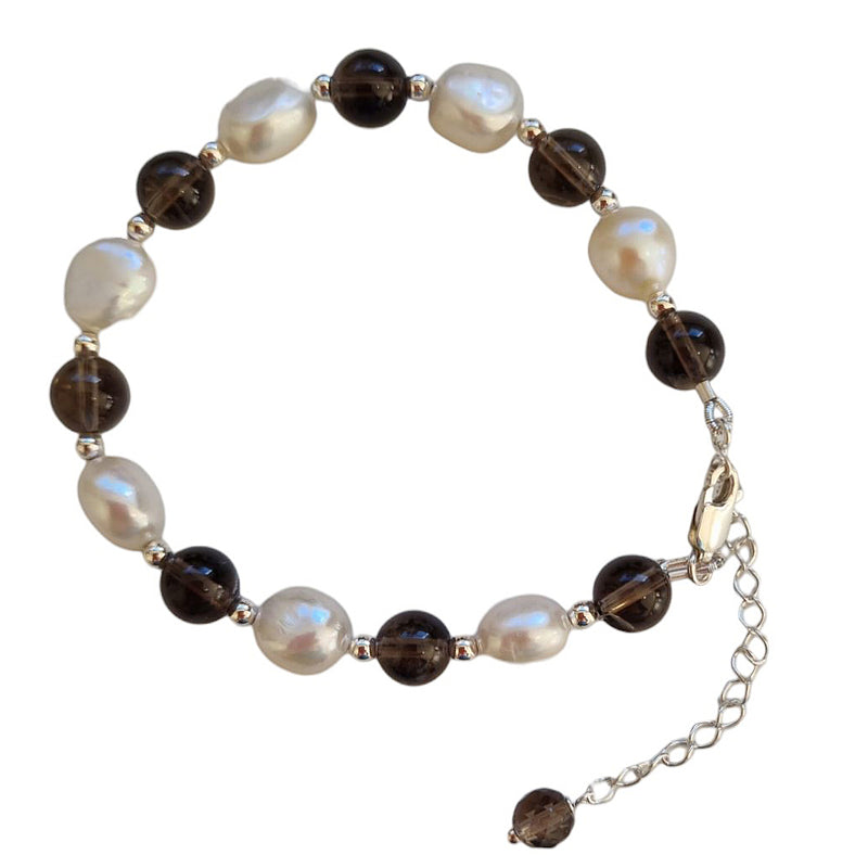 Tallulah Smokey Quartz & Freshwater Pearl Bracelet Gold filled or Sterling Silver