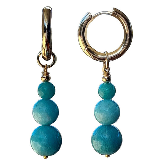 Blayr Amazonite Three stone Hoop Earrings