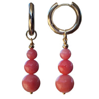 Blayr Apricot Coral Three stone Hoop Earrings