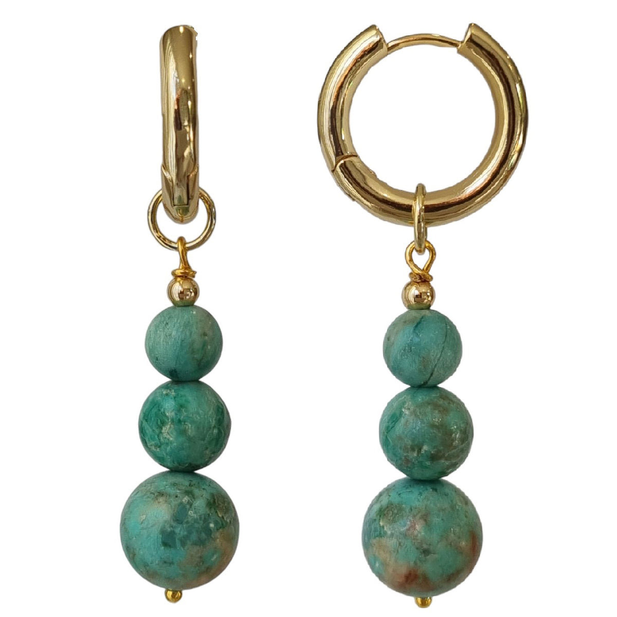 Blayr African Turquoise three stone Hoop Earrings