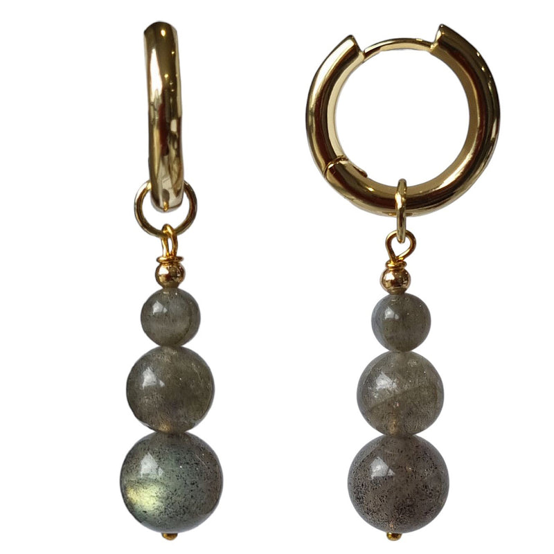 Blayr Labradorite Three stone Hoop Earrings