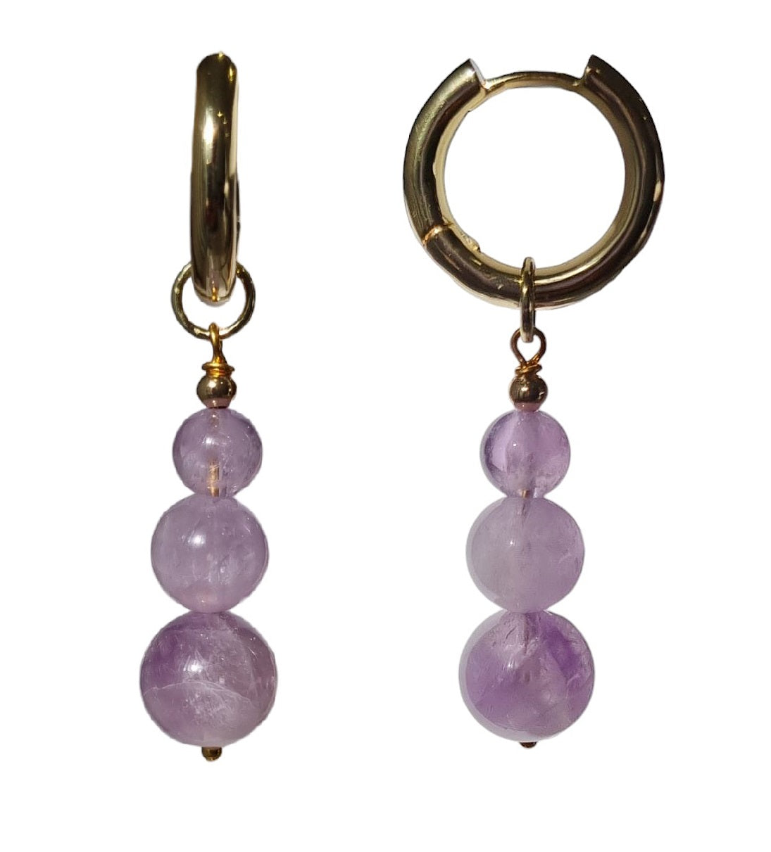 Blayr Lavender Amethyst Three stone Hoop Earrings